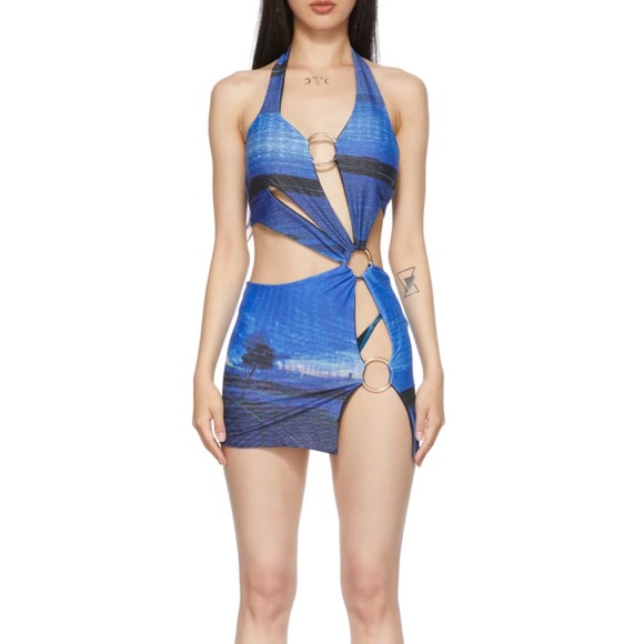 LOUISA BALLOU Black & Blue Sex Wax Dress - Picture 1 of 4